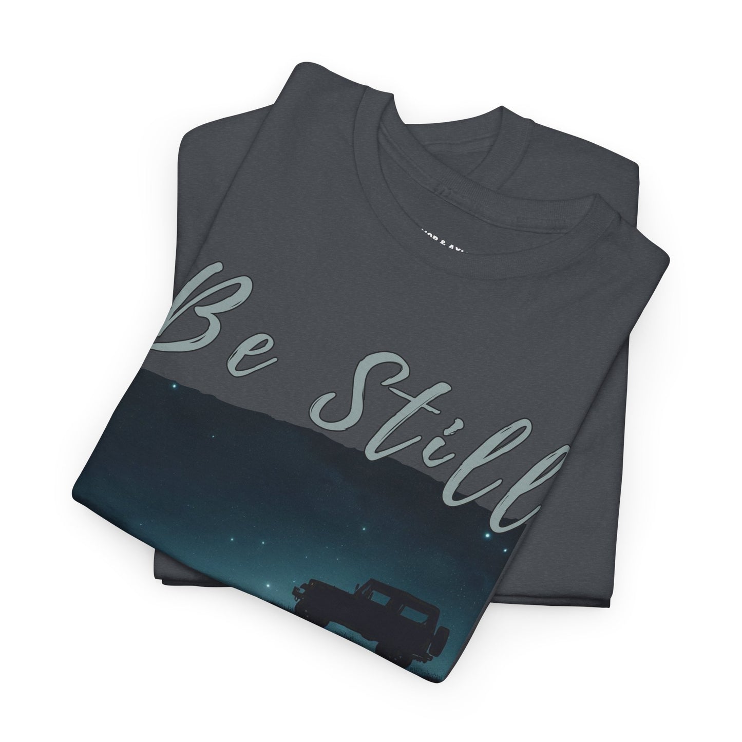 Be Still Inspirational 4x4 Mountain Sunset Tee – Psalms 46:10