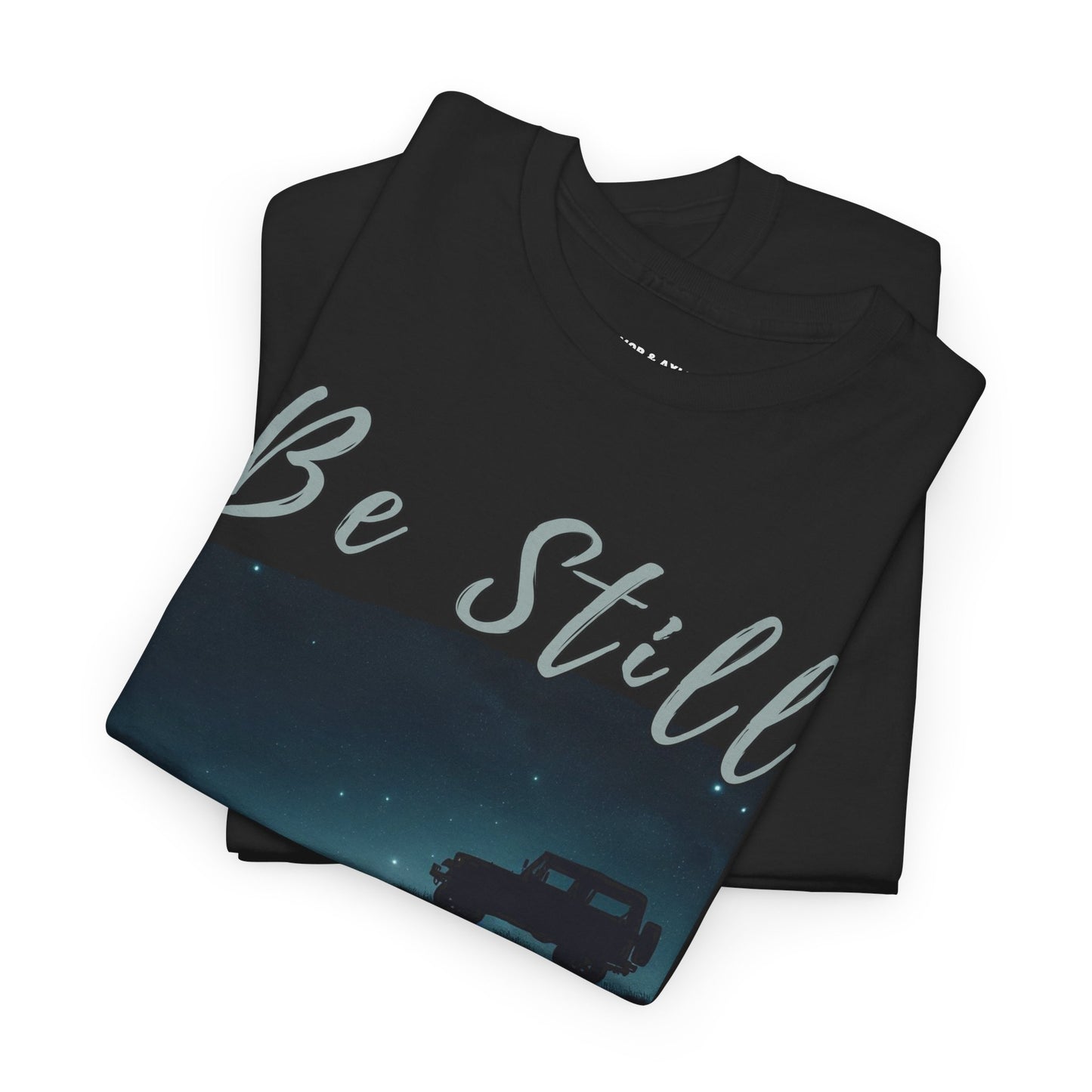 Be Still Inspirational 4x4 Mountain Sunset Tee – Psalms 46:10