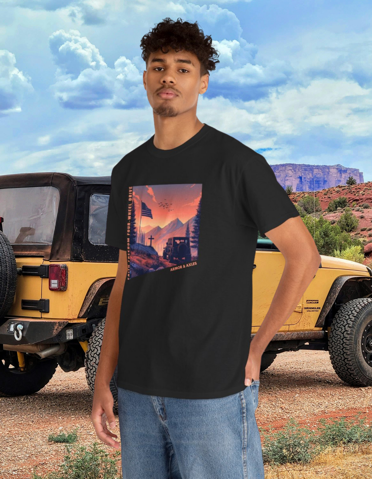 Faith Freedom & Four-Wheel Drive - Patriotic Off-Road Graphic Tee