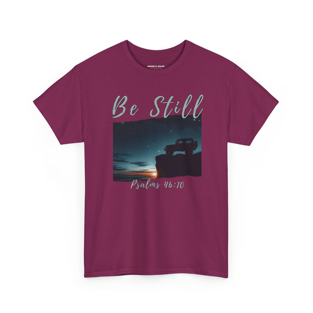 Be Still Inspirational 4x4 Mountain Sunset Tee – Psalms 46:10