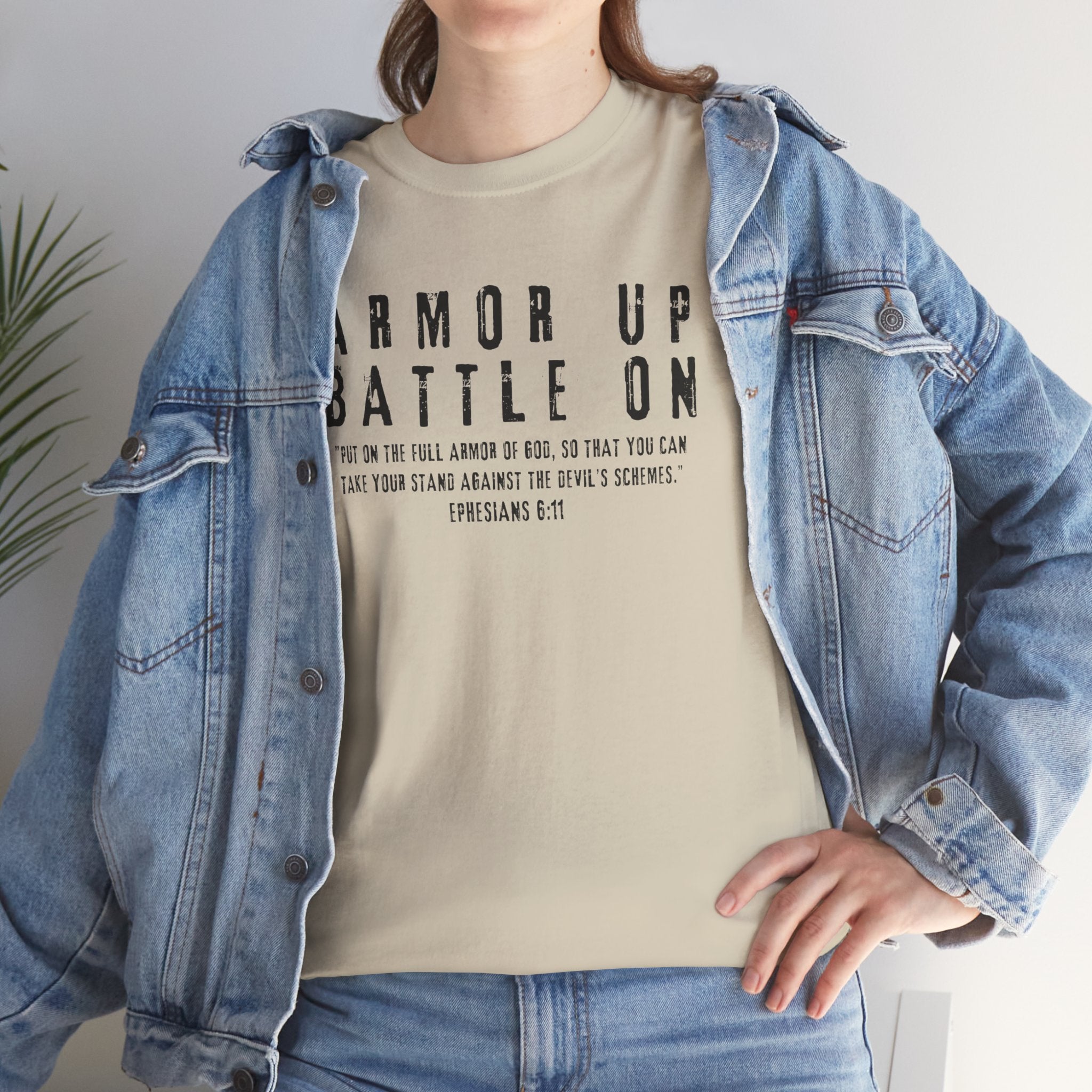 Armor Up, Battle On – Ephesians 6:11 Christian T-Shirt