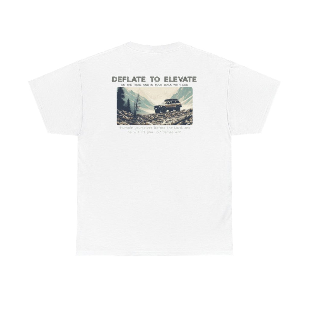 Deflate to Elevate Christian Off-Road T-Shirt | Faith-Based 4x4 Shirt for Trail Lovers