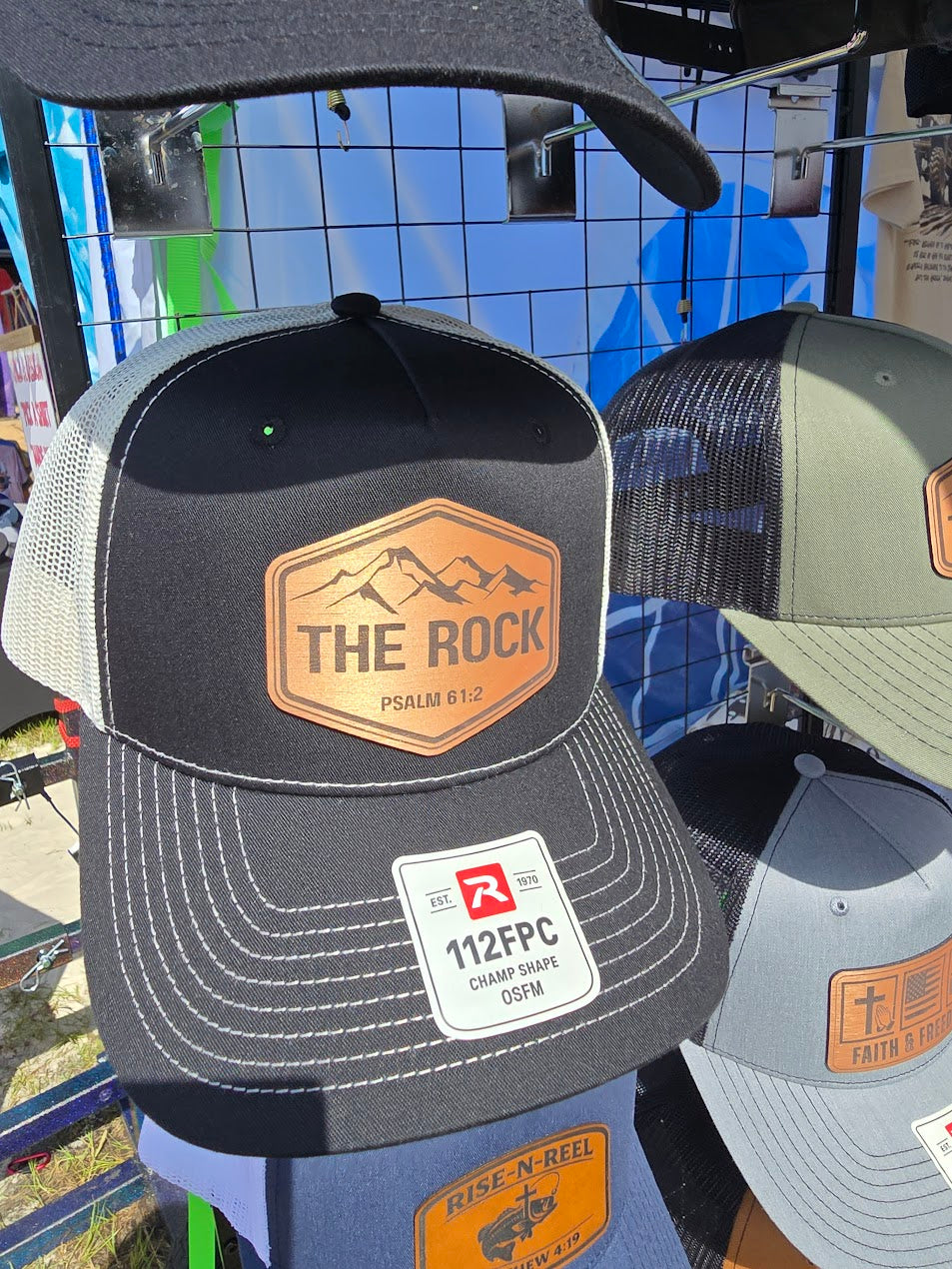The Rock Leather Patch Hat | Psalm 61:2 Richardson 112FPC Trucker Cap