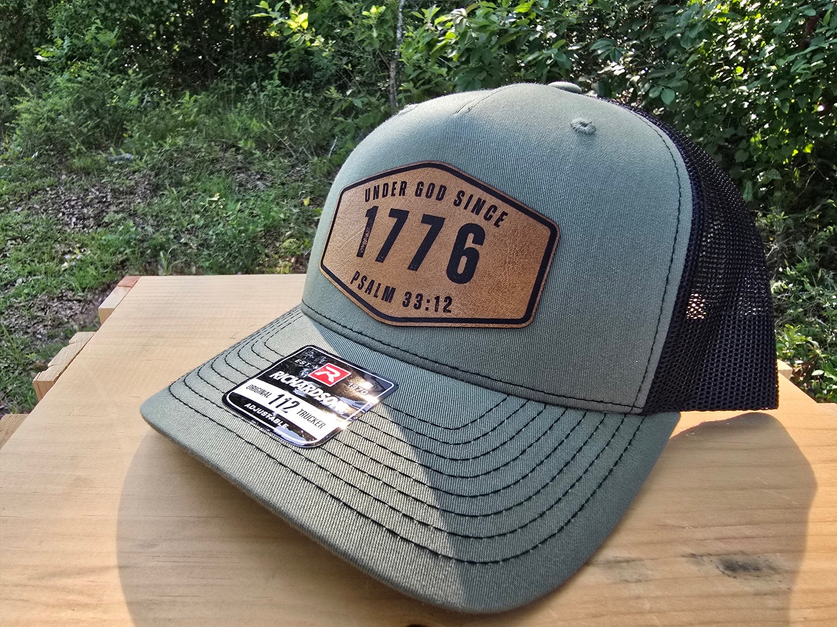 Under God Since 1776 Leather Patch Hat | Psalm 33:12 Richardson 112 Trucker