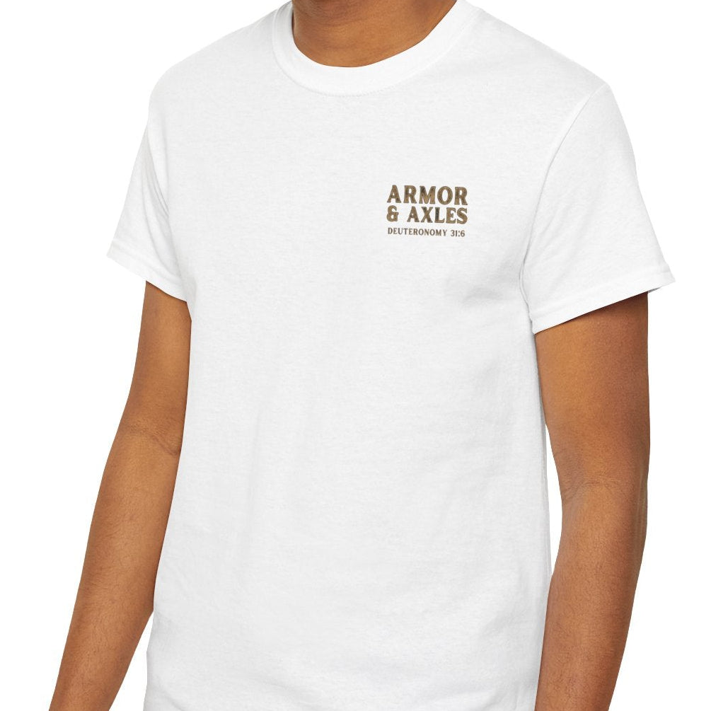 Be Strong Christian off-road t-shirt Deuteronomy 31:6

Faith-based 4x4 off-road apparel Armor & Axles

Christian scripture inspired off-road t-shirt