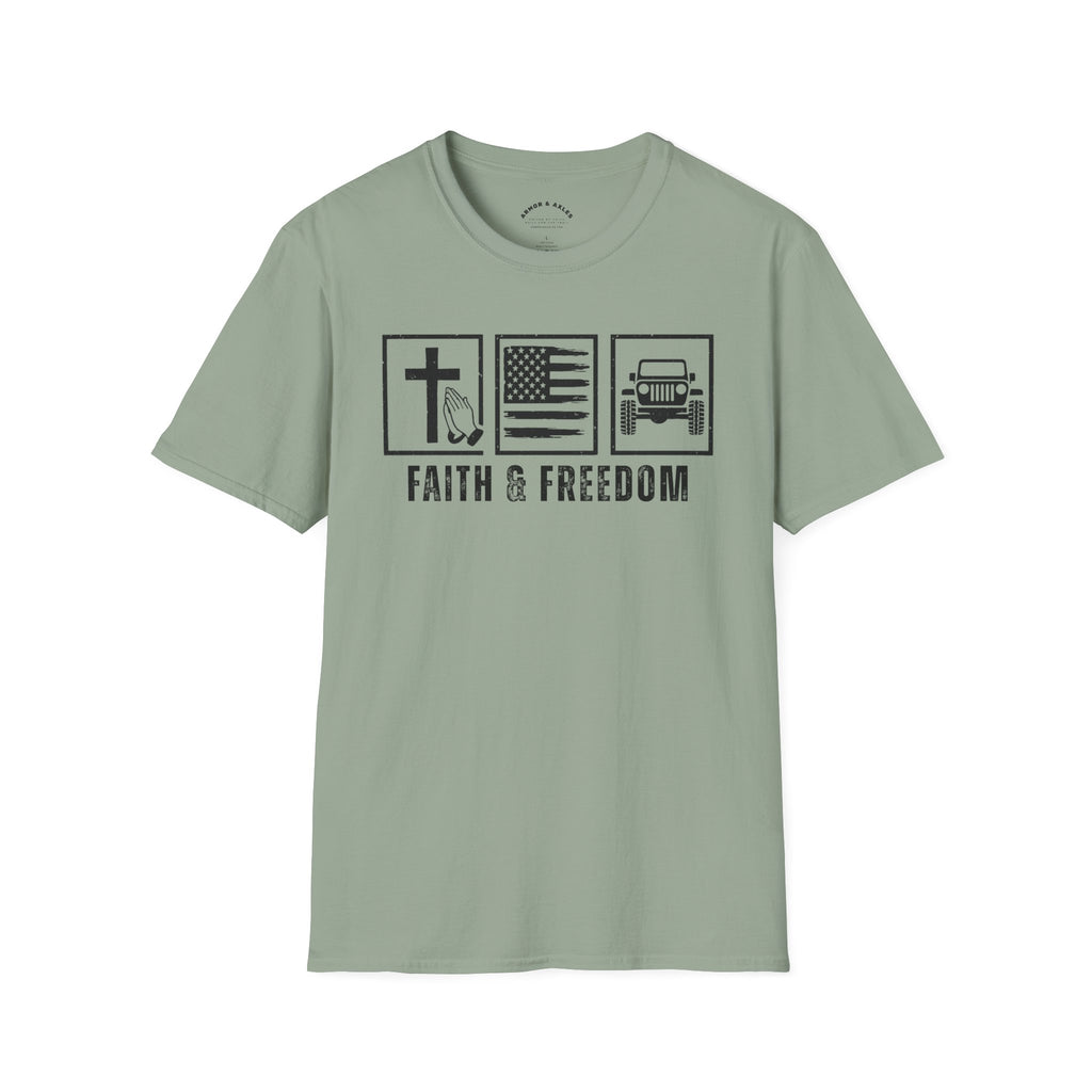Faith & Freedom Christian off-road t-shirt by Armor & Axles

Patriotic Christian 4x4 t-shirt for off-road enthusiasts

Faith-based freedom themed off-road apparel