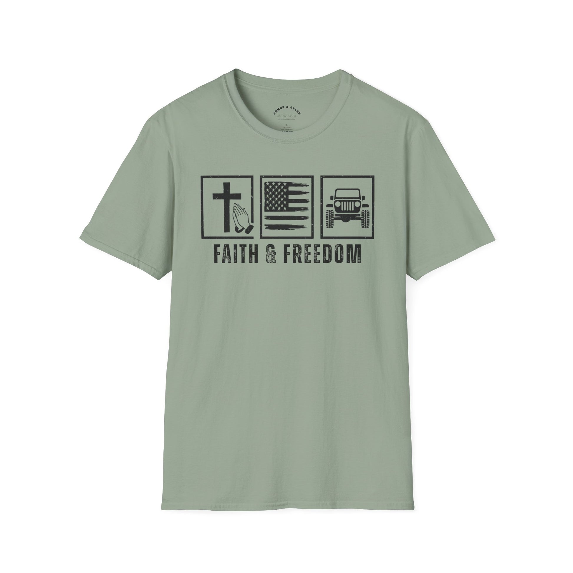 Faith & Freedom Christian off-road t-shirt by Armor & Axles

Patriotic Christian 4x4 t-shirt for off-road enthusiasts

Faith-based freedom themed off-road apparel