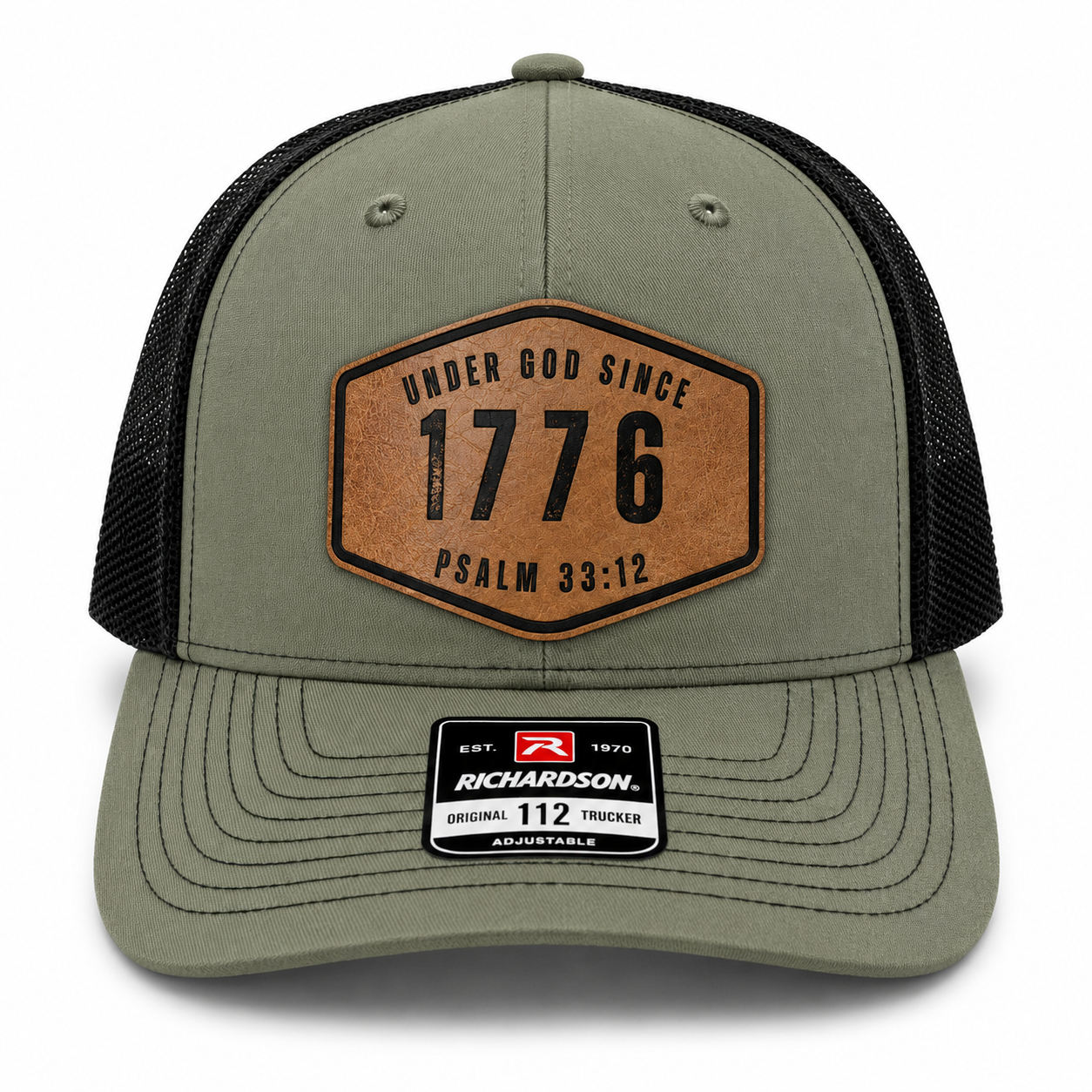Under God Since 1776 Leather Patch Hat | Psalm 33:12 Richardson 112 Trucker