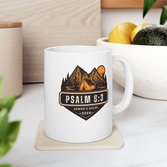 Camping Ceramic Mug with Psalms 8:3
