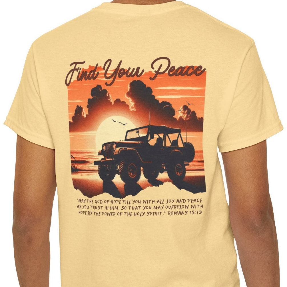 Find Your Peace Christian off-road t-shirt

Faith-based trail life heavy cotton t-shirt

Christian outdoor lifestyle apparel by Armor & Axles