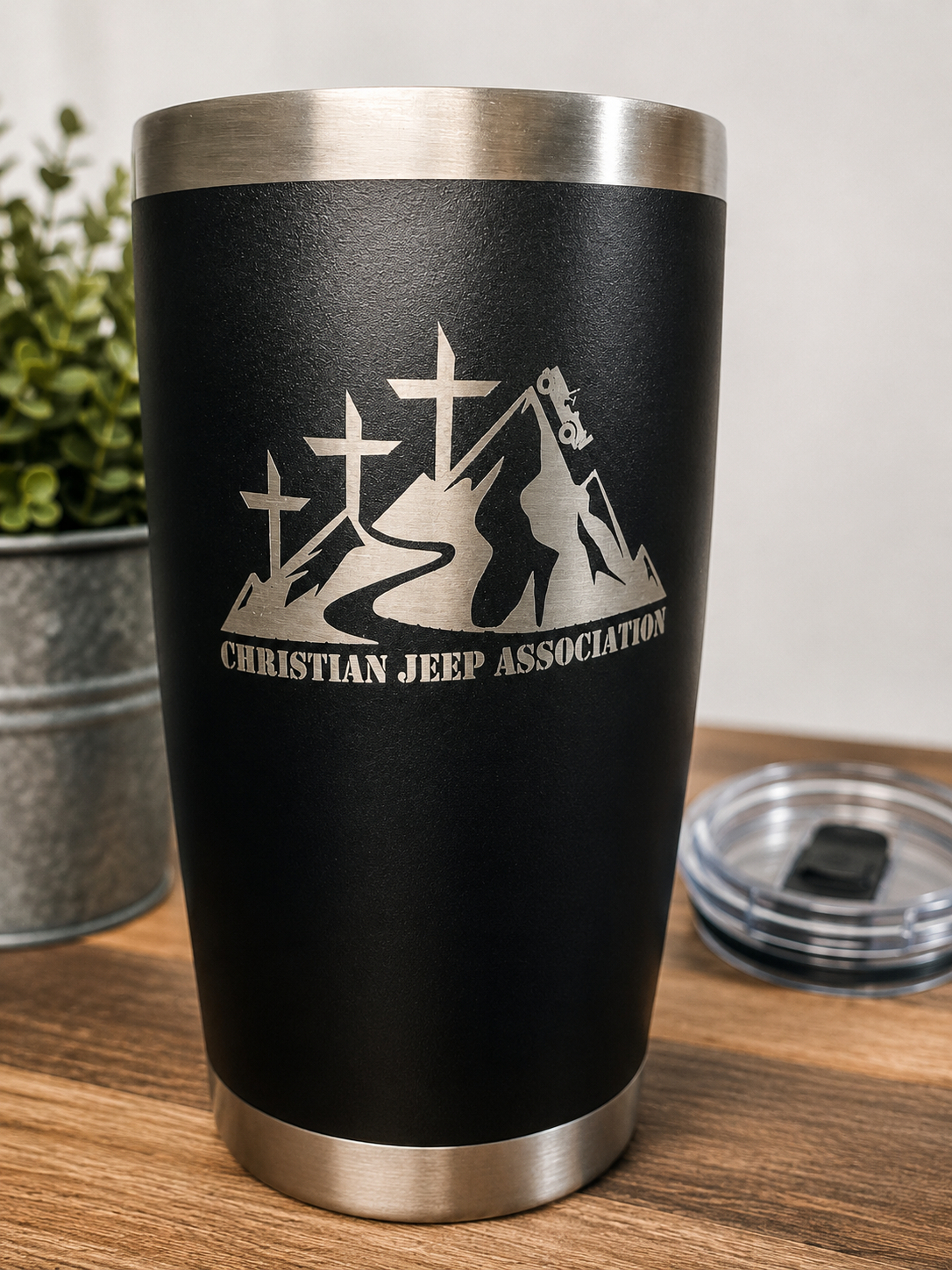 Official Christian Jeep Association Laser Engraved Stainless Steel Tumbler – 20 oz