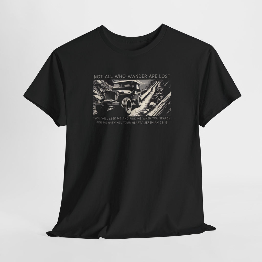 Not All Who Wander Are Lost Christian off-road t-shirt Jeremiah 29:13

Faith-driven 4x4 apparel by Armor & Axles

Military-style Christian off-road graphic tee

Rugged faith-based adventure t-shirt