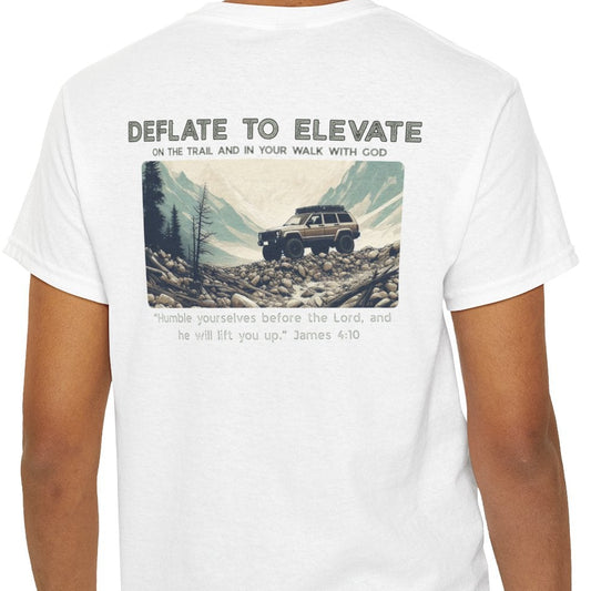 Deflate to Elevate Christian off-road t-shirt

Faith-based 4x4 off-road apparel by Armor & Axles

Humility inspired off-road lifestyle t-shirt