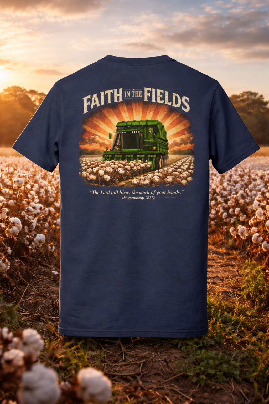 Faith in the Fields Christian Farm Shirt | Deuteronomy 28:12 Farming Tee